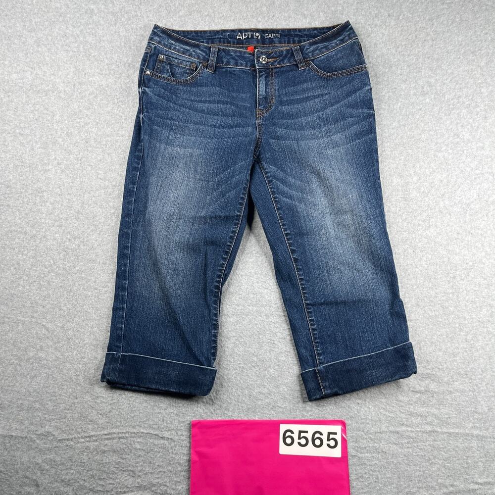 APT 19 Capri Denim Jeans Casual Blue Distressed Petite Classic Womens Size 10P